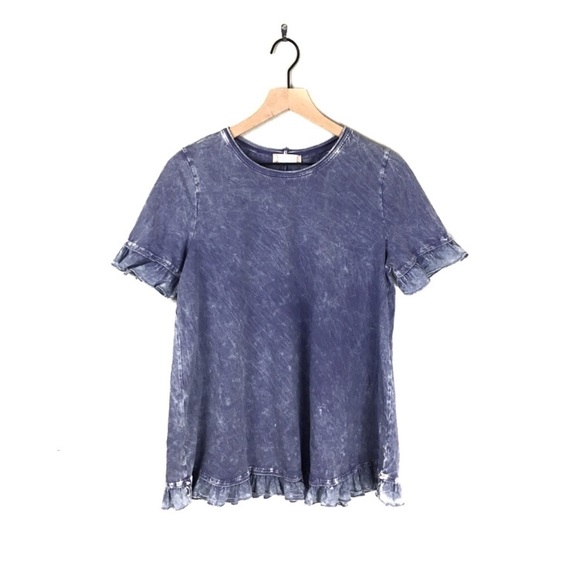 Altar'd State Tops - Altar’d State Acid Wash Ruffle Sleeve Top